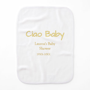 ciao baby yellow gold pastel baby shower name date burp cloth