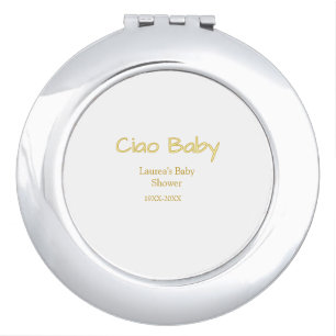 ciao baby yellow gold pastel baby shower name date compact mirror