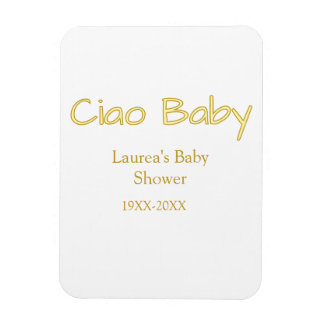 ciao baby yellow gold pastel baby shower name date magnet