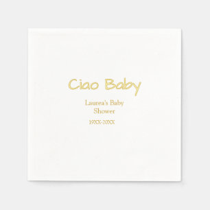 ciao baby yellow gold pastel baby shower name date napkins