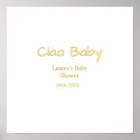 ciao baby yellow gold pastel baby shower name date