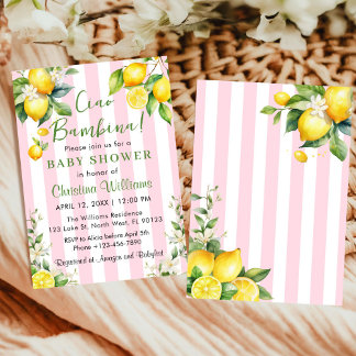 Ciao Bambina Baby Shower Pink Citrus Invitation