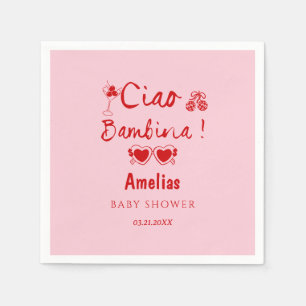 Ciao bambina italian hand drawn theme baby shower napkins