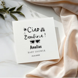 Ciao bambina italian hand drawn theme baby shower napkins