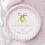 Ciao Bambina Italian Lemon Baby Shower Plates<br><div class="desc">Charming paper plates designed with pink stripes and soft lemon watercolor art,  creating a coordinated and elegant baby shower table setting.</div>