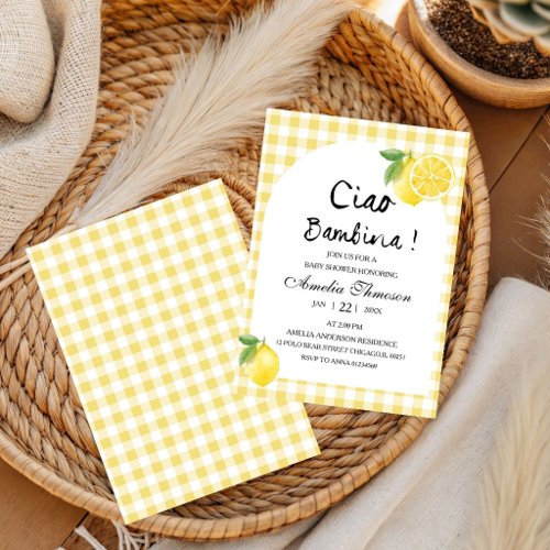 Ciao bambina Italian Lemon Citrus Baby Shower Invitation