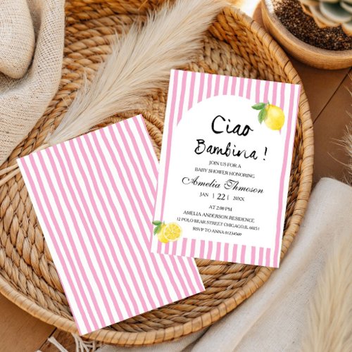 Ciao bambina Italian Lemon Citrus Baby Shower Invitation