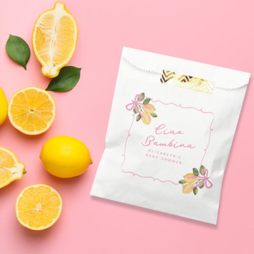 Ciao Bambina Pink Ribbon Baby Shower Favor Bag
