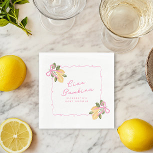 Ciao Bambina Pink Ribbon Baby Shower Napkins