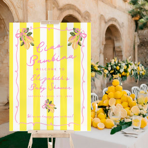 Ciao Bambina Yellow Pink Lemon Baby Shower Welcome Foam Board