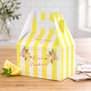 Ciao Bambina Yellow Stripe Lemon Baby Shower Favor Boxes