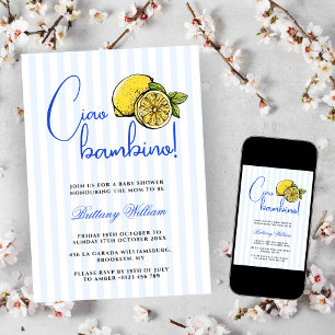 Ciao Bambino Citrus Italian Blue Baby Shower Invitation