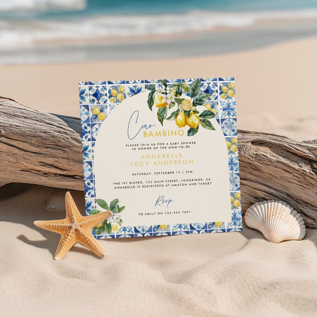 Ciao Bambino greek lemon baby shower Invitation (Creator Uploaded)