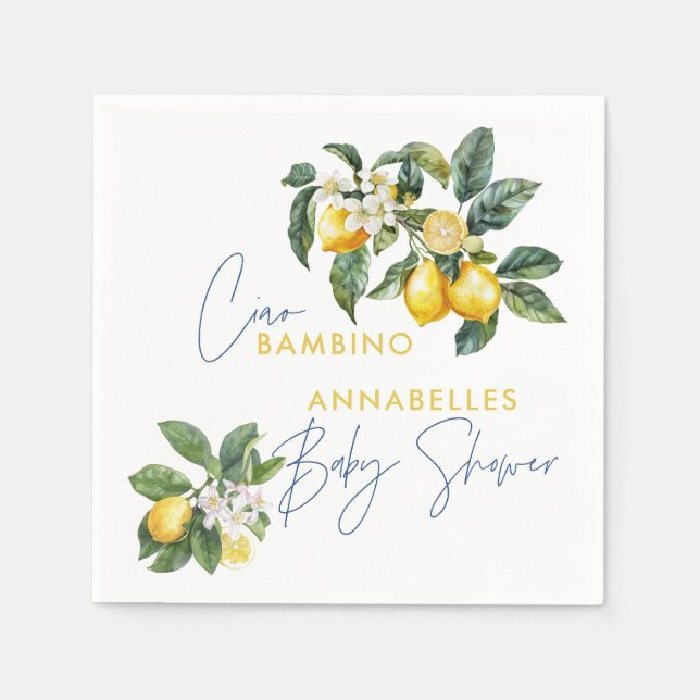 Ciao Bambino greek lemon baby shower Napkins (Front)