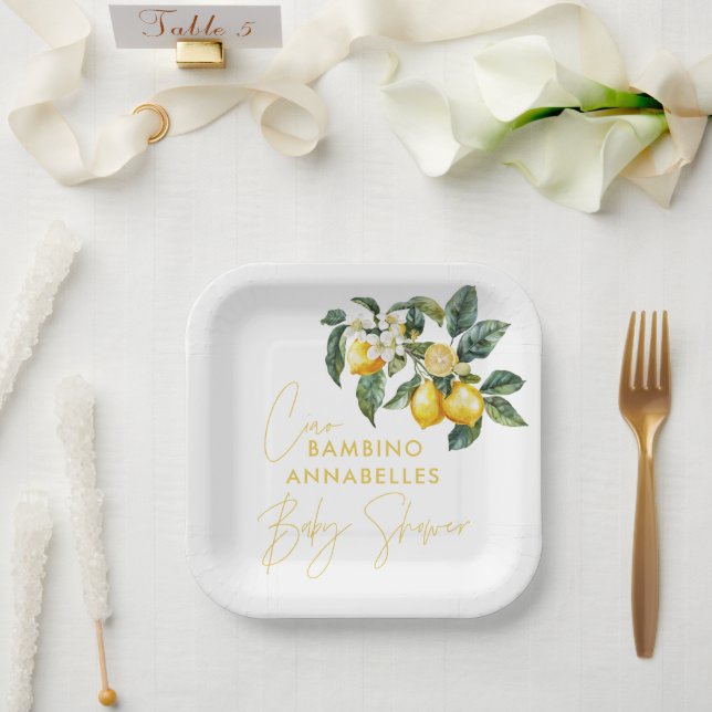 Ciao Bambino greek lemon baby shower Paper Plates (Wedding)