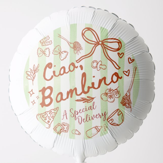 Ciao Bambino Green Helium  Balloon (Front)