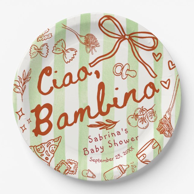 Ciao Bambino Green Paper Plates (Front)