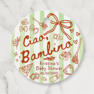 Ciao Bambino Green/Red Favor Tags