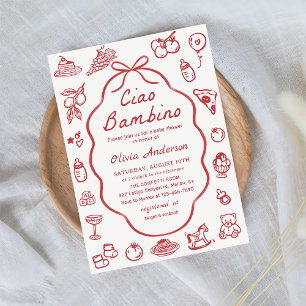 Ciao Bambino Hand Drawn Italian Lemon Baby Shower Invitation