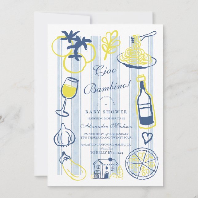 Ciao Bambino Italian Baby Shower Invitation (Front)