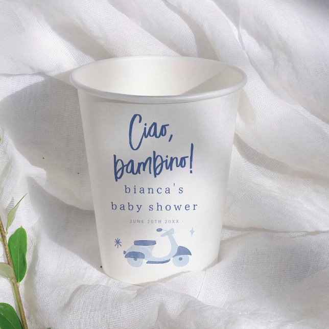 Ciao Bambino Italian Blue Boy Baby Shower Paper Cups (Creator Uploaded)