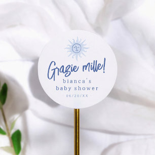 Ciao Bambino Italian Boy Baby Shower Thank You Classic Round Sticker