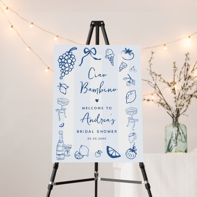 Ciao Bambino Italian Bridal Shower Welcome Sign (In Situ (Stand))