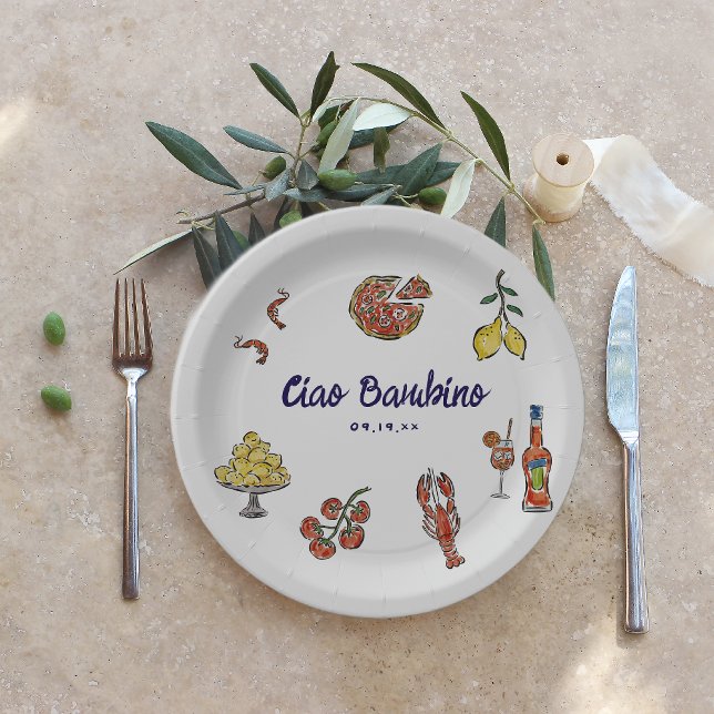 Ciao Bambino Italian Mediterranean Baby Shower Paper Plates (Creator Uploaded)
