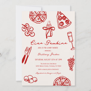 Ciao Bambino Italian Pizza Themed Baby Shower Invitation
