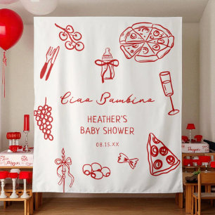 Ciao Bambino Italy Pizza Baby Shower Banner Tapestry