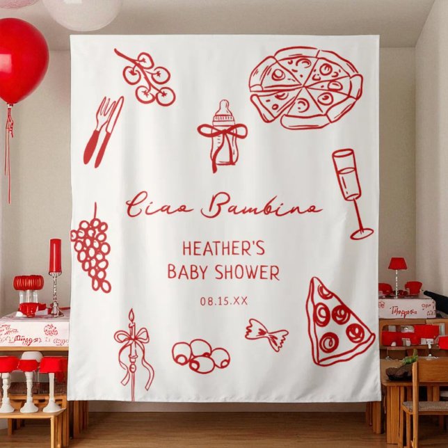 Ciao Bambino Italy Pizza Baby Shower Banner Tapestry (Creator Uploaded)