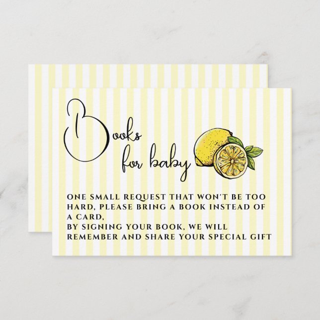 Ciao Bambino Lemon Baby Shower Books for Baby Enclosure Card (Front/Back)