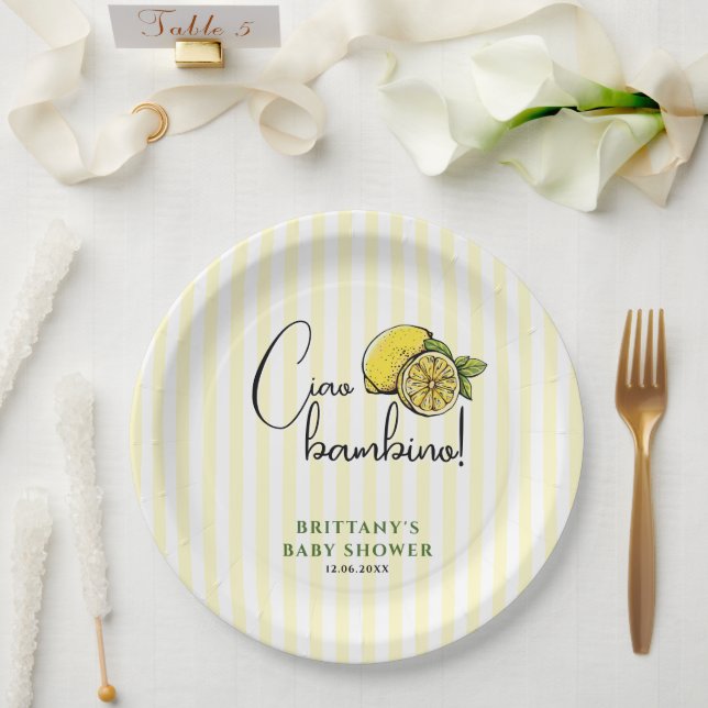 Ciao Bambino Lemon Italian Summer Baby Shower Paper Plates (Wedding)