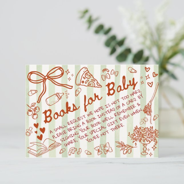 Ciao Bambino Olive Green - Books for Baby  Enclosure Card (Standing Front)
