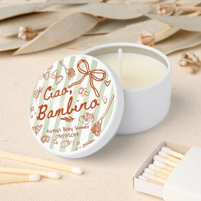 Ciao Bambino Olive Green Mini Candle Favors (Insitu)