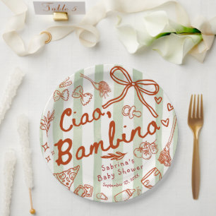 Ciao Bambino Olive Green Paper Plates