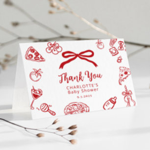 Ciao Bambino Pizza Whimsical Baby Shower Letterpress Thank You Card