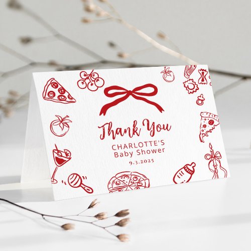 Ciao Bambino Pizza Whimsical Baby Shower Thank You Card