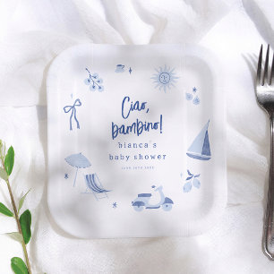 Ciao Bambino Summer Blue Boy Baby Shower Paper Plates