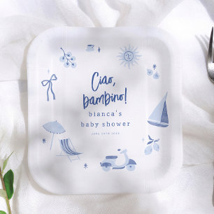 Ciao Bambino Summer Blue Boy Baby Shower Paper Plates