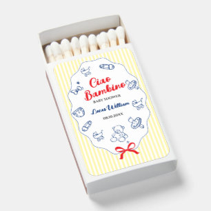 Ciao bambino yellow baby shower matchboxes
