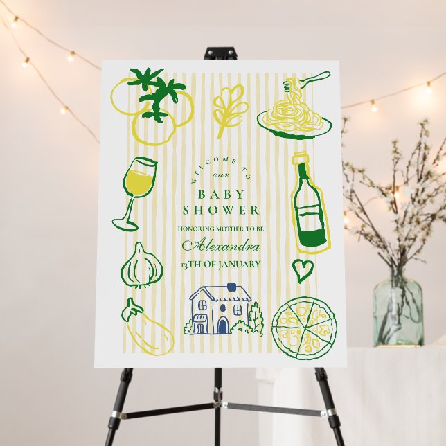 Ciao Bambino Yellow Stripe Baby Shower Foam Board (In Situ (Stand))