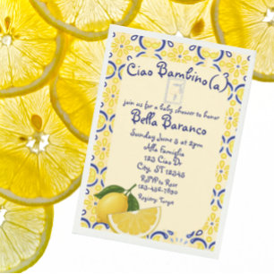 Ciao Bambio(a), Italian, Lemon, Baby Shower Invitation