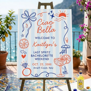 Ciao Bella Amalfi Coast Bachelorette Party Welcome Foam Board