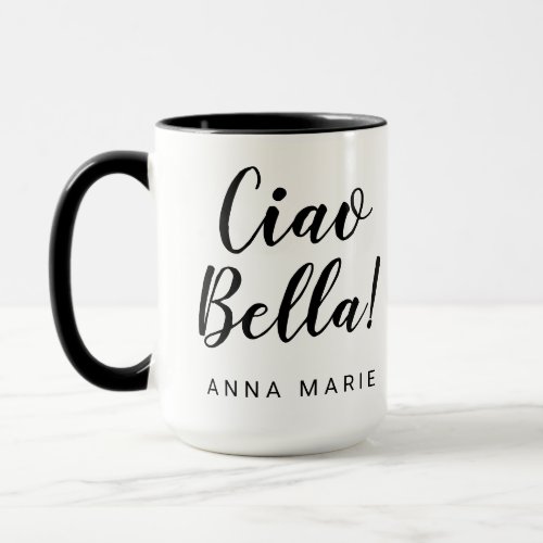 Ciao Bella Black Script Italian Mug