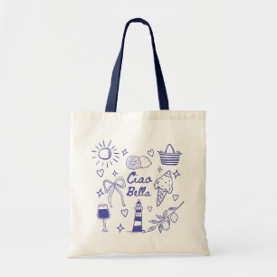 Ciao Bella Blue Coquette Bow Italian Summer Tote Bag