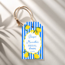 Ciao bella blue stripes lemons bridal shower favor