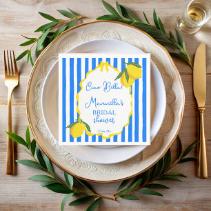 Ciao bella blue stripes lemons bridal shower napkins