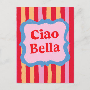 Ciao Bella Colorful Striped Summer Fun Postcard