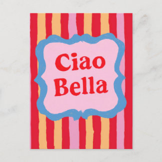 Ciao Bella Colorful Striped Summer Fun Postcard